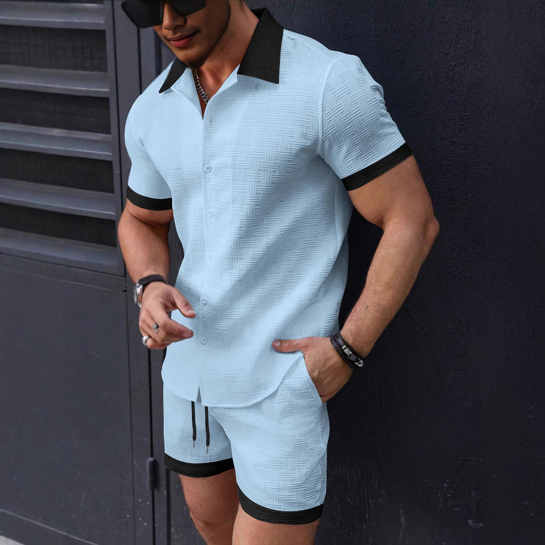 Short Linen Drawstring - Ensemble assorti tendance pour homme :