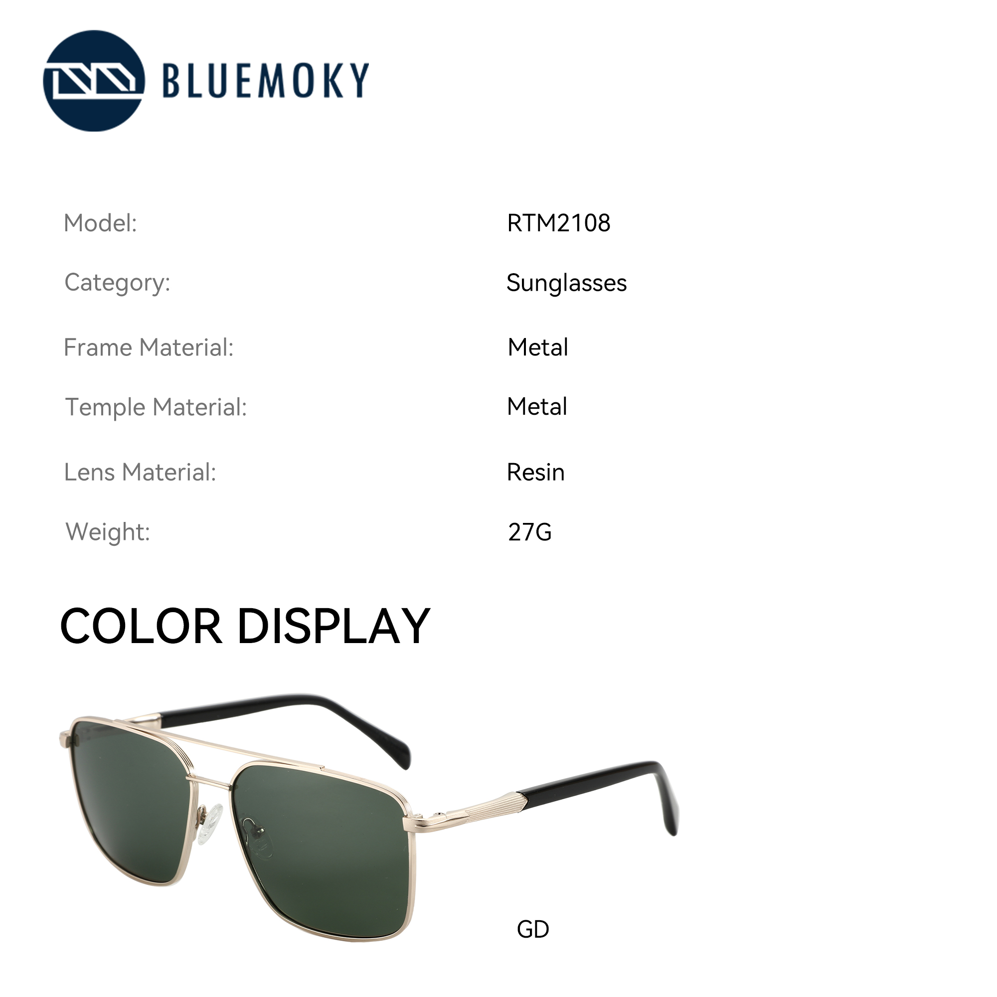 BLUEMOKY L taille mode métal a - Sunglasses Aviator Polarized avis et prix