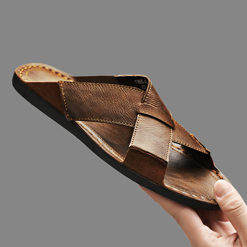 Mode en cuir véritable hommes  - Flip Flop Leather Men avis et prix